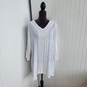 Raya Sun White Sundress Womens Crochet Embroidered Beach Festival Vacation S/M